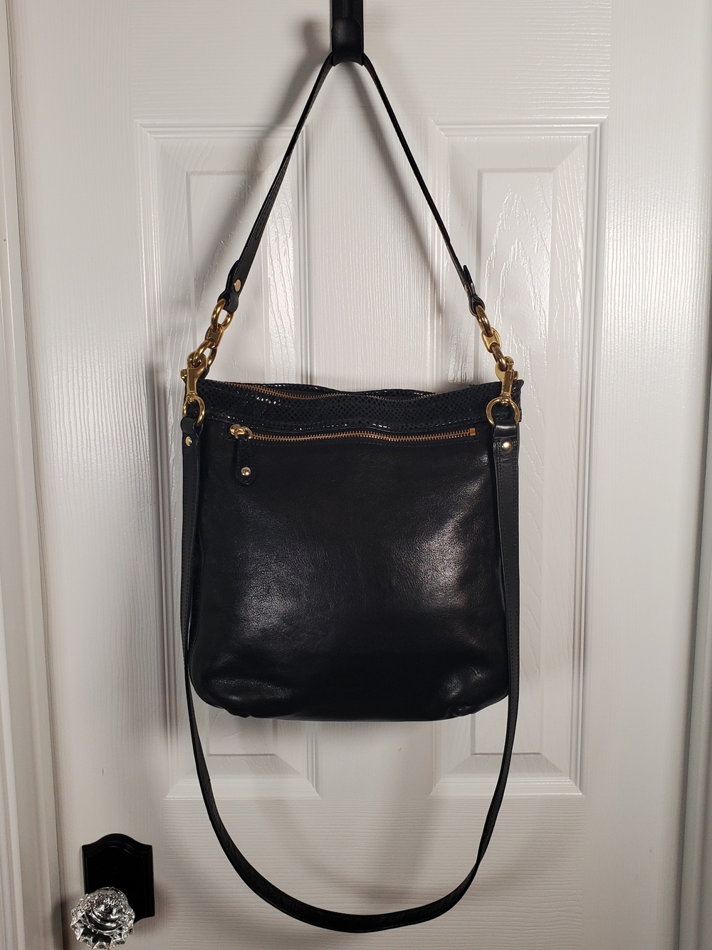 Coach - Ashley - Leather - Hippie Crossbody / Shoulder Bag - Black - F20114 - Picture 5 of 17